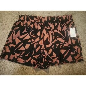 A New Day High-Rise Linen Pull-On Black/Brown Shorts Women's XL Pockets, Comfort